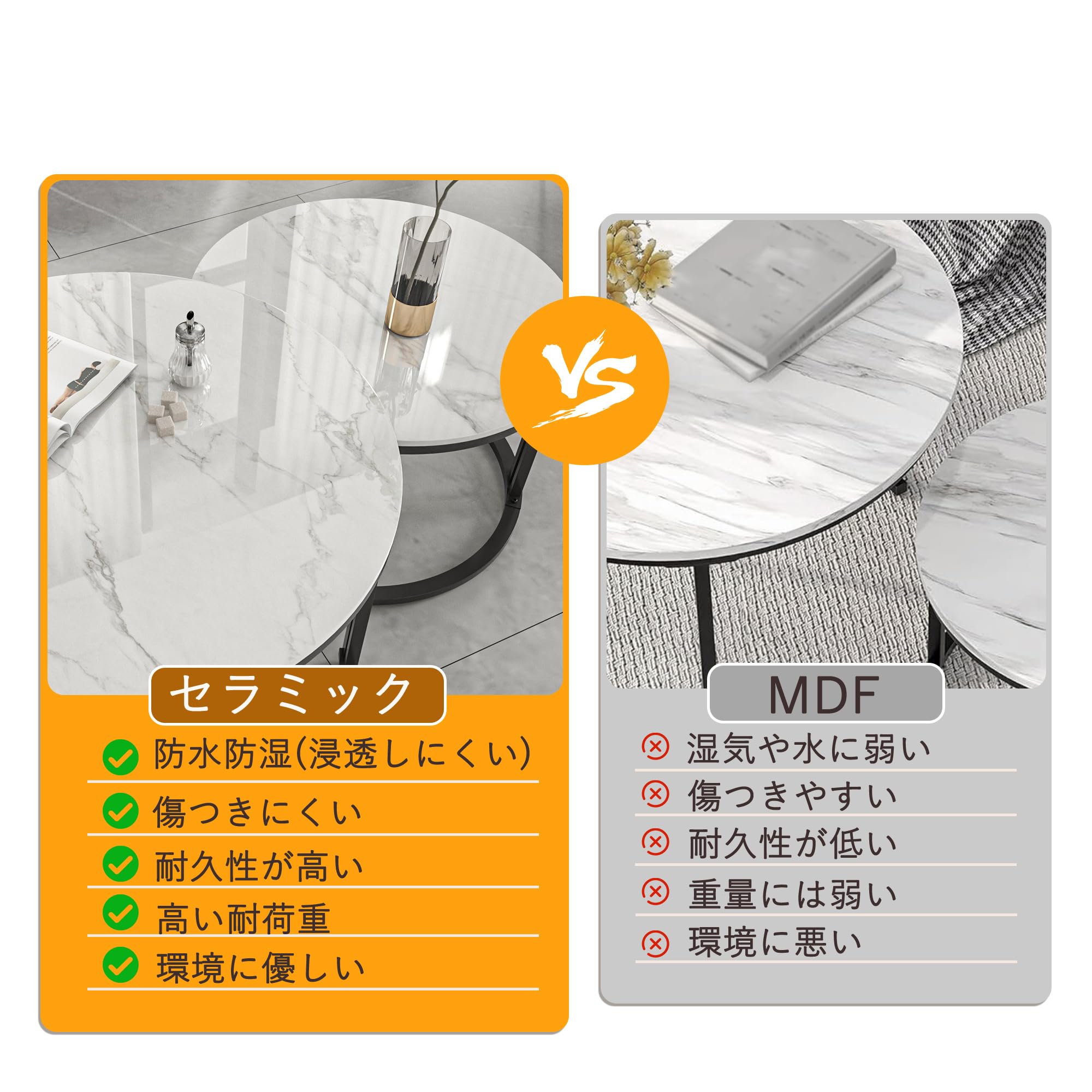UNHO ローテーブル おしゃれ 大理石 テーブル Amazon.co.jp: UNHO ネストテーブル ローテーブル 大理石 大きめ 丸